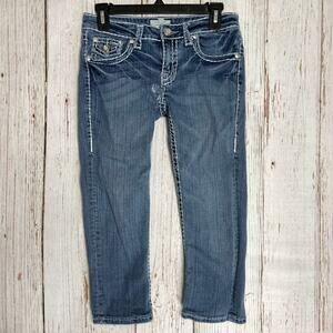LA Idol USA Cropped Jeans Junior Size 5 Blue Denim Low Rise Cotton Y2K FLAW